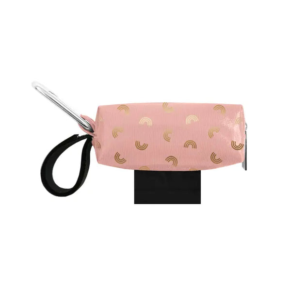 POOP BAG CARRIER  -PINK BLUSH & GOLD RAINBOWS