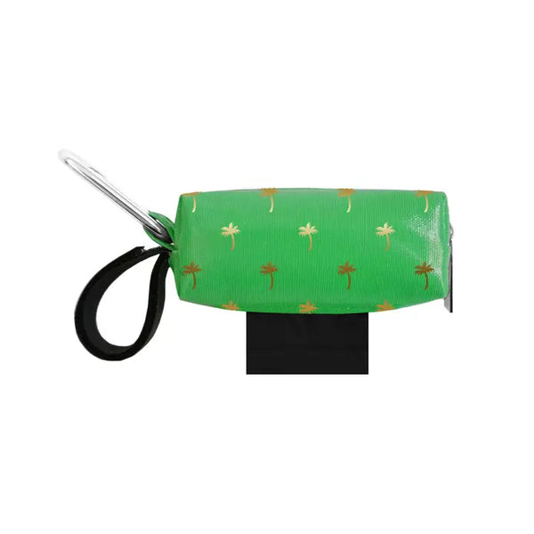 POOP BAG CARRIER  - GREEN & GOLD PALM TREES