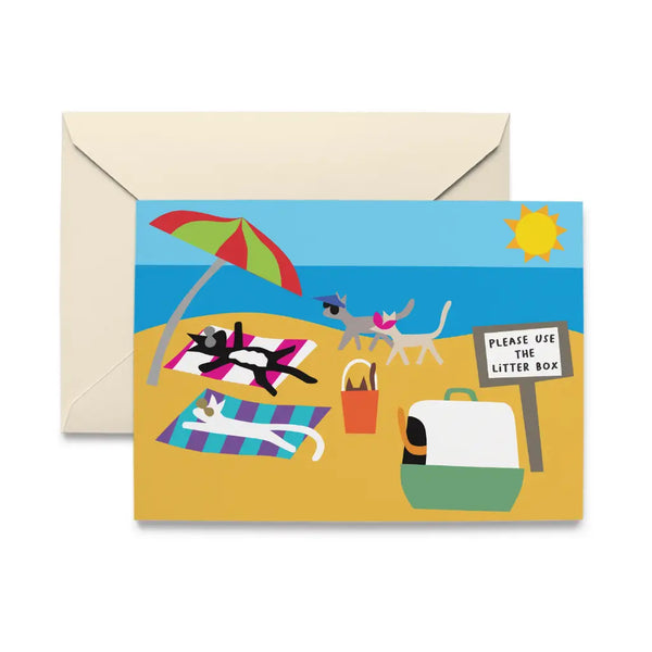 Cat Beach Note Card