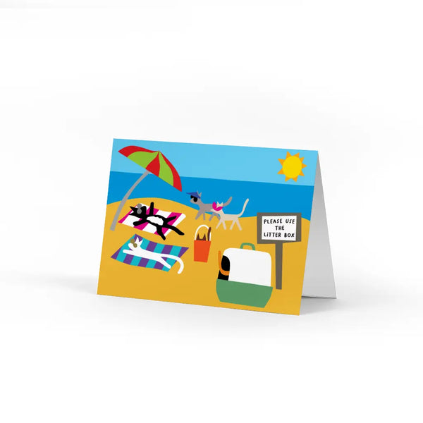 Cat Beach Note Card