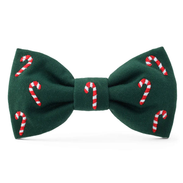 Candy Canes Embroidered Holiday Bow Tie