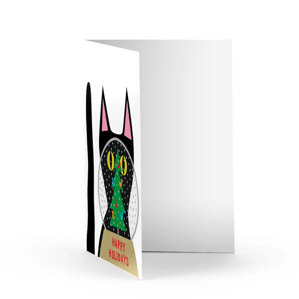 Snow Globe Kitty Holiday Card