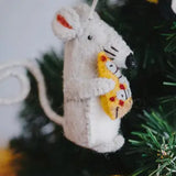 Felt NYC Mousewith Pizza Slice Ornament