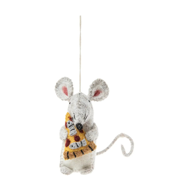 Felt NYC Mousewith Pizza Slice Ornament