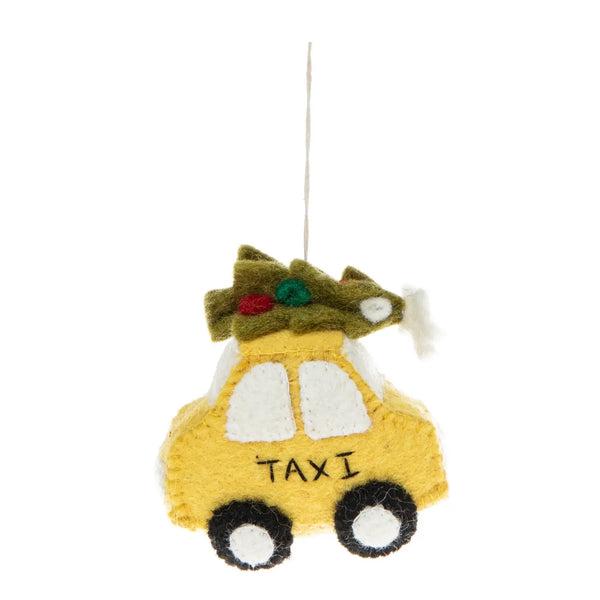 Felt NYC Taxi with Tree Ornament