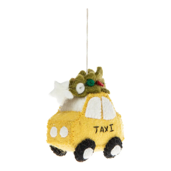 Felt NYC Taxi with Tree Ornament