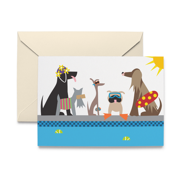 Doggie Swim Party Note Card