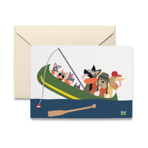 Dogs in Canoe Note Card