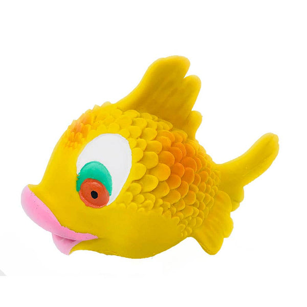 Squeaky Kissy Fish Toy - Yellow